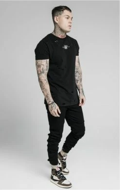 Sik Silk Černé Jeany 12 Sik Silk Černé Jeany -MIKINY Prodejní prodejna sik silk elasticated strap cuff denim jeans 1 5