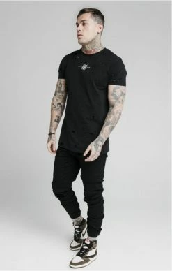 Sik Silk Černé Jeany 13 Sik Silk Černé Jeany -MIKINY Prodejní prodejna sik silk elasticated strap cuff denim jeans 1 6