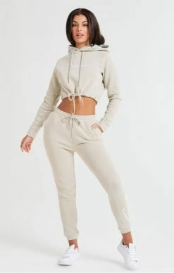 Sik Silk Dámská Béžová Crop Mikina -MIKINY Prodejní prodejna sik silk essential cropped hood beige 2