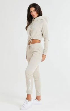 Sik Silk Dámská Béžová Crop Mikina -MIKINY Prodejní prodejna sik silk essential cropped hood beige 5