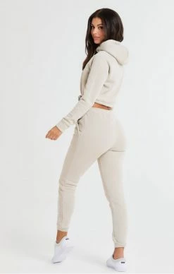 Sik Silk Dámská Béžová Crop Mikina -MIKINY Prodejní prodejna sik silk essential cropped hood beige 7