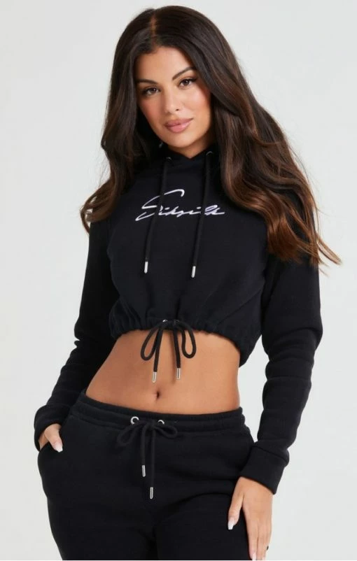 Sik Silk Essential Cropped Hood Black -MIKINY Prodejní prodejna sik silk essential cropped hood black