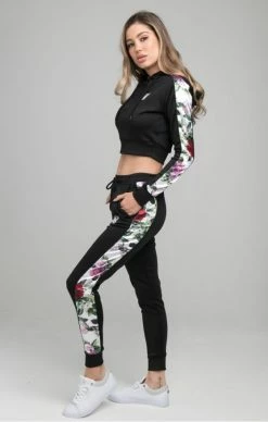 Sik Silk Dámské Černé Tepláky S Kytičkama -MIKINY Prodejní prodejna sik silk floral pixel track pants black 1