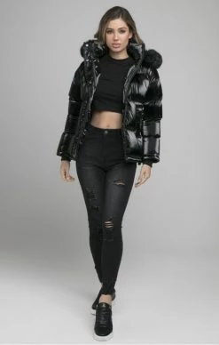 Sik Silk Dámská Zimní Černá Bunda -MIKINY Prodejní prodejna sik silk fur padded jacket black 2