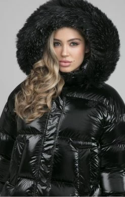 Sik Silk Dámská Zimní Černá Bunda -MIKINY Prodejní prodejna sik silk fur padded jacket black 4