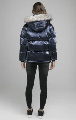 Sik Silk Dámská Lesklá TmavěModrá Bunda -MIKINY Prodejní prodejna sik silk fur padded jacket navy 4