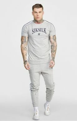 Sik Silk Pánské Šedé Tepláky Collegiate -MIKINY Prodejní prodejna sik silk grey marl collegiate jogger 2