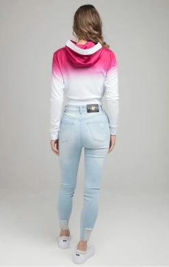 Sik Silk Růžově-Bílá Dámská Crop Mikina -MIKINY Prodejní prodejna sik silk high fade track top pink white 2
