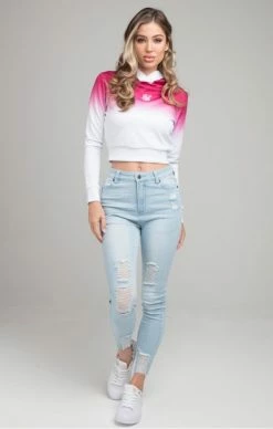 Sik Silk Růžově-Bílá Dámská Crop Mikina