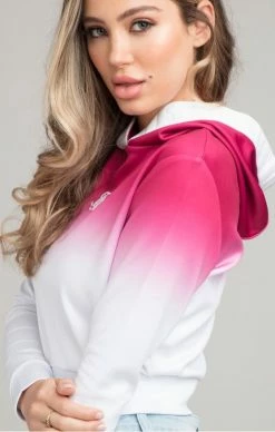 Sik Silk Růžově-Bílá Dámská Crop Mikina -MIKINY Prodejní prodejna sik silk high fade track top pink white 3