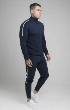 Sik Silk Pánské TmavěModré Tepláky -MIKINY Prodejní prodejna sik silk infinity paneled pants navy 3