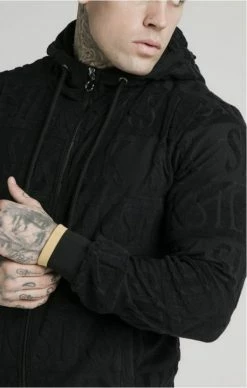 Sik Silk Inverse Zip Through Hoodie Black