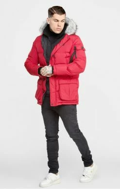 Sik Silk Red Arctic Parka -MIKINY Prodejní prodejna sik silk jacquard fade print gym tee 3