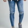 Sik Silk Knee Burst Twisted Skinny Denims