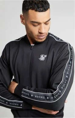 Sik Silk Panel Tape Bomber Black