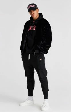 Sik Silk Pánská Černá Zimní Bunda Bomber Jacket -MIKINY Prodejní prodejna sik silk panska cerna bunda faux fur bomber 2