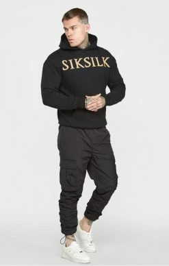 Sik Silk Pánská Černá Mikina Gold Applique Hoodie -MIKINY Prodejní prodejna sik silk panska cerna mikina gold applique hoodie 3