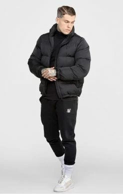 Sik Silk Pánská Černá Zimní Bunda Puffer -MIKINY Prodejní prodejna sik silk panska cerna zimni bunda embossed logo bubble 2
