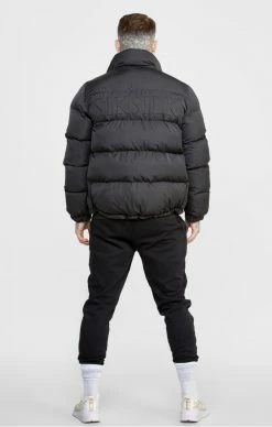 Sik Silk Pánská Černá Zimní Bunda Puffer -MIKINY Prodejní prodejna sik silk panska cerna zimni bunda embossed logo bubble 4
