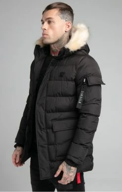 Sik Silk Pánská Černá Zimní Bunda Bomber Jacket