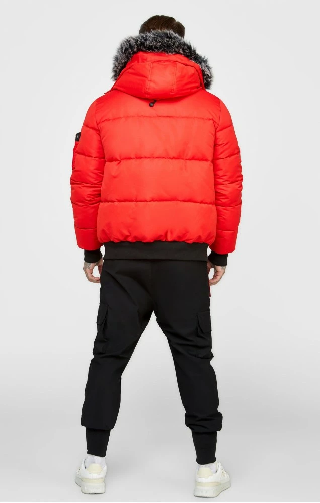 Sik Silk Pánská Červená Zimní Bunda Bomber Jacket 5 Sik Silk Pánská Červená Zimní Bunda Bomber Jacket – Bild 5