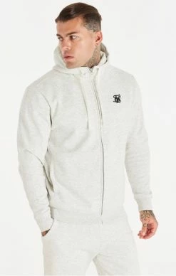Sik Silk Pánská Mikina Snow Marl Essential Zip-Thru Funnel Neck