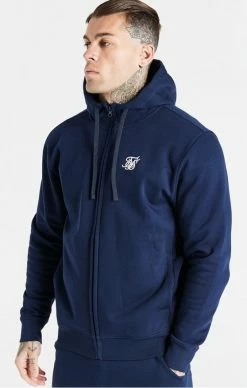 Sik Silk Pánská Modrá Mikina Core Zip Through Funnel Neck