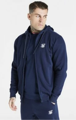 Sik Silk Pánská Modrá Mikina Core Zip Through Funnel Neck -MIKINY Prodejní prodejna sik silk panska modra mikina core zip through funnel neck 3