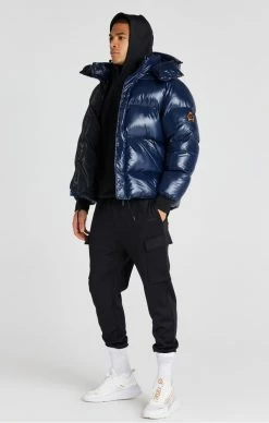 Sik Silk Pánská Černá Zimní Bunda Puffer -MIKINY Prodejní prodejna sik silk panska modra zimni bunda puffer 3