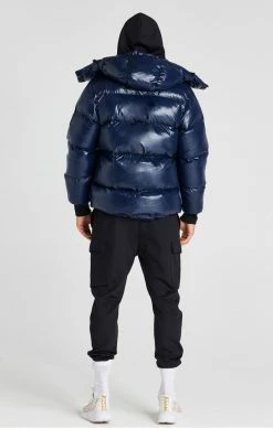 Sik Silk Pánská Černá Zimní Bunda Puffer -MIKINY Prodejní prodejna sik silk panska modra zimni bunda puffer 4