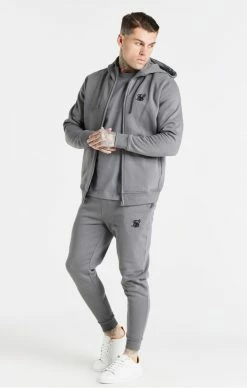 Sik Silk Pánská Šedá Mikina Essential Zip Through Funnel Neck -MIKINY Prodejní prodejna sik silk panska seda mikina essential zip through funnel neck 11