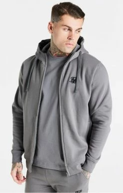 Sik Silk Pánská Šedá Mikina Essential Zip Through Funnel Neck