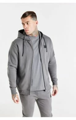Sik Silk Pánská Šedá Mikina Essential Zip Through Funnel Neck -MIKINY Prodejní prodejna sik silk panska seda mikina essential zip through funnel neck 9