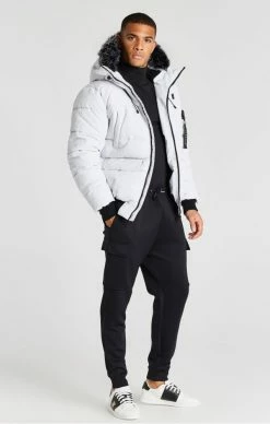 Sik Silk Pánská Šedá Zimní Bunda Bomber Jacket -MIKINY Prodejní prodejna sik silk panska seda zimni bunda bomber jacket 3