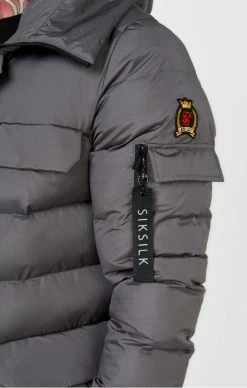 Sik Silk Pánská Černá Zimní Bunda Parka Coat -MIKINY Prodejní prodejna sik silk panska seda zimni bunda charcoal bomber 2