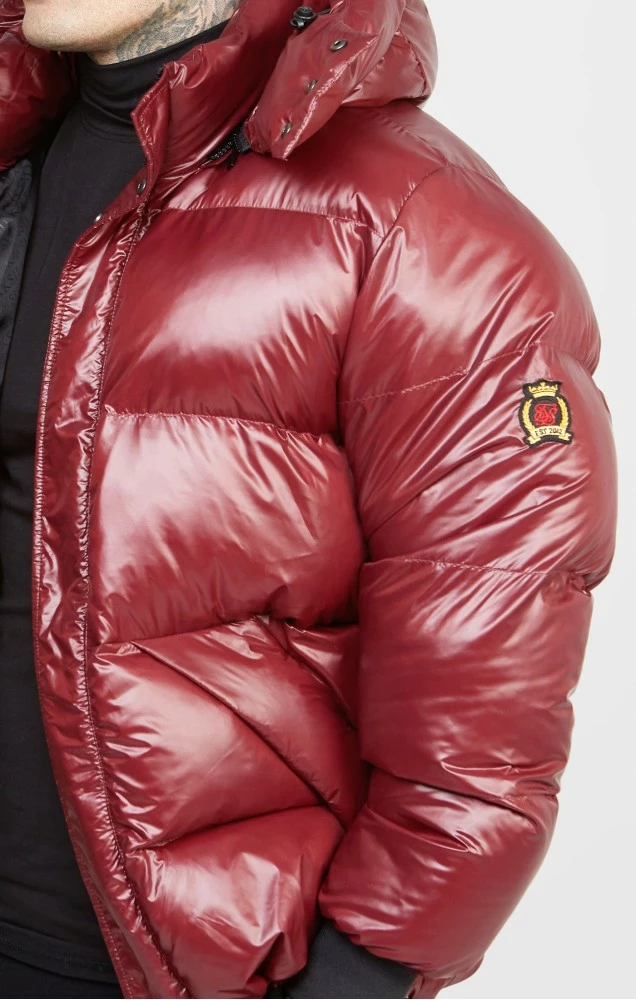Sik Silk Pánská Vínová Zimní Bunda Puffer 2 Sik Silk Pánská Vínová Zimní Bunda Puffer – Bild 2