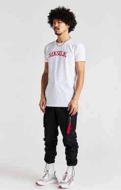 Sik Silk Pánské Bílé Tričko Logo Short Sleeve Muscle Fit -MIKINY Prodejní prodejna sik silk panske bile tricko logo short sleeve muscle fit 1 1