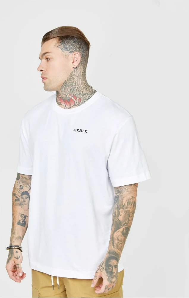 Sik Silk Pánské Bílé Tričko White Oversized Back Logo T-Shirt 3 Sik Silk Pánské Bílé Tričko White Oversized Back Logo T-Shirt – Bild 3