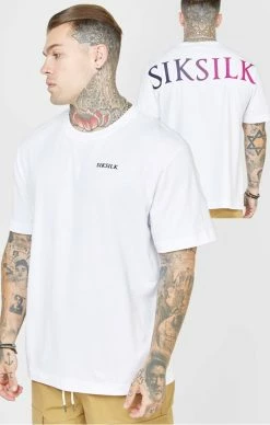 Sik Silk Pánské Bílé Tričko White Oversized Back Logo T-Shirt