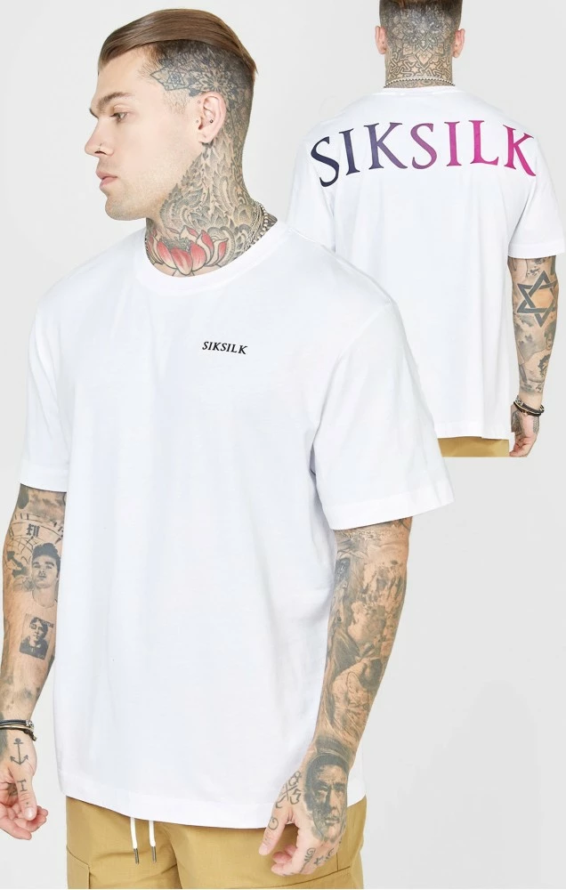 Sik Silk Pánské Bílé Tričko White Oversized Back Logo T-Shirt 1 Sik Silk Pánské Bílé Tričko White Oversized Back Logo T-Shirt