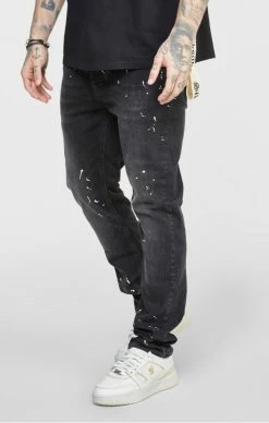 Sik Silk Pánské Černé Jeany Wash Slim Fit