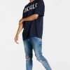 Sik Silk Pánské Modré Jeany Distressed Slim Fit
