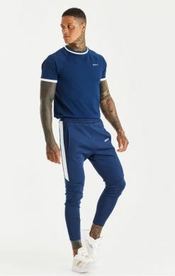 Sik Silk Pánské Modré Tepláky Sports Tape Trackpant -MIKINY Prodejní prodejna sik silk panske modre teplaky sports tape trackpant 3