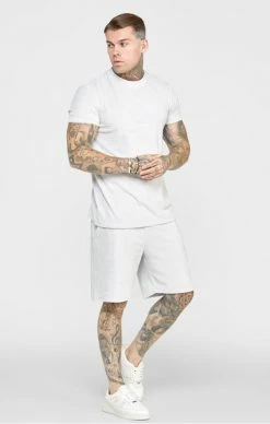 Sik Silk Pánské Šedé Tričko Repeat Logo Towelling T-Shirt -MIKINY Prodejní prodejna sik silk panske sede tricko repeat logo towelling t shirt 3