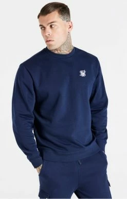 Sik Silk Pánský Modrý Svetr Crew Sweat