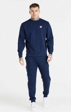 Sik Silk Pánský Modrý Svetr Crew Sweat -MIKINY Prodejní prodejna sik silk pansky modry svetr crew sweat 3
