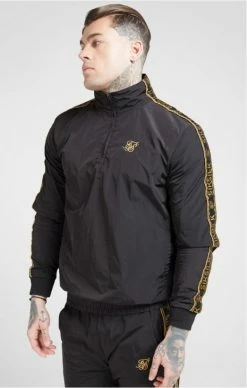 Sik Silk Quarter Zip Funnel Neck Track Top Black & Gold