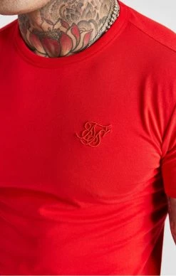 Sik Silk Pánské Červené Tričko Krátký Rukáv Muscle Fit -MIKINY Prodejní prodejna sik silk red short sleeve muscle fit t shirt 7