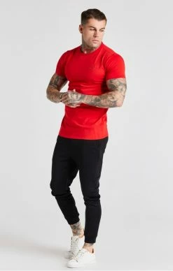 Sik Silk Pánské Červené Tričko Krátký Rukáv Muscle Fit -MIKINY Prodejní prodejna sik silk red short sleeve muscle fit t shirt 8