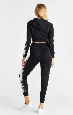 Sik Silk Dámská Černá Mikina Retro Fire Print -MIKINY Prodejní prodejna sik silk retro fire print cropped track top black ecru 4